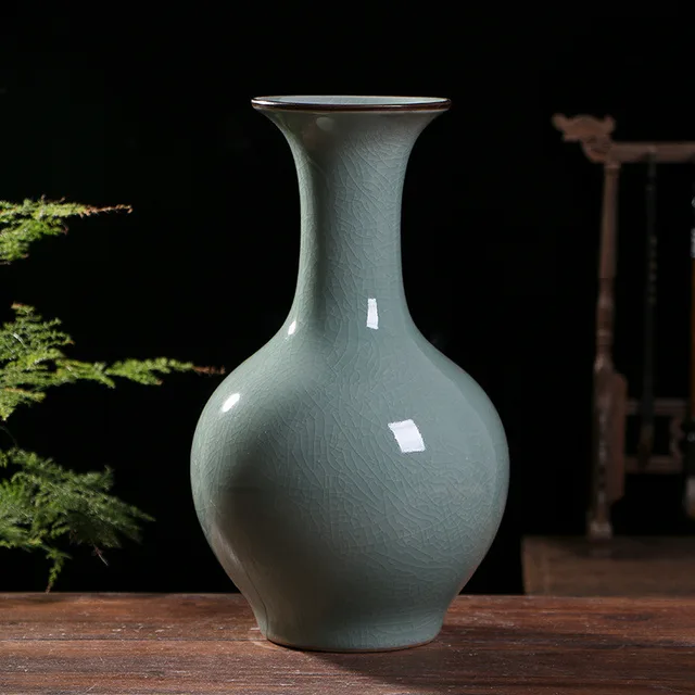 Vase: Green Crackle Glaze