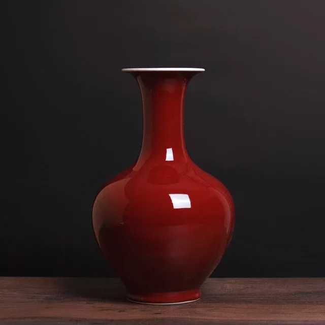 Vase: Red Glaze with Flared Neck